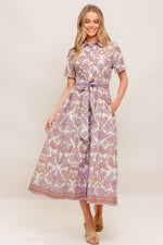 LAVENDER MOSAIC WOVEN MIDI DRESS - By Baano