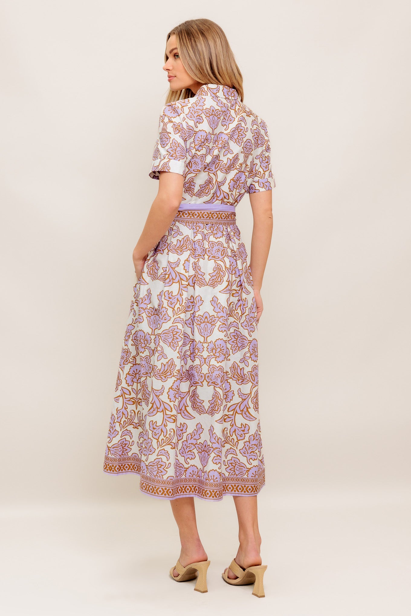 LAVENDER MOSAIC WOVEN MIDI DRESS - By Baano