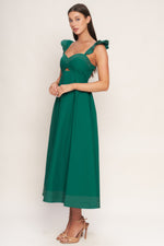 TUSCAN SUNSET GREEN WOVEN MIDI DRESS Flying Tomato