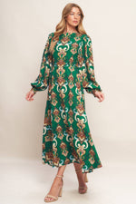 MODERN RETRO BLOOM WOVEN MIDI DRESS - By Baano