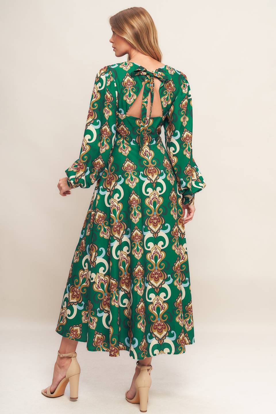 MODERN RETRO BLOOM WOVEN MIDI DRESS - By Baano