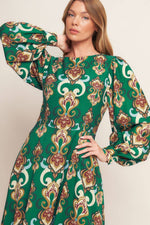 MODERN RETRO BLOOM WOVEN MIDI DRESS - By Baano