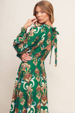 MODERN RETRO BLOOM WOVEN MIDI DRESS - By Baano