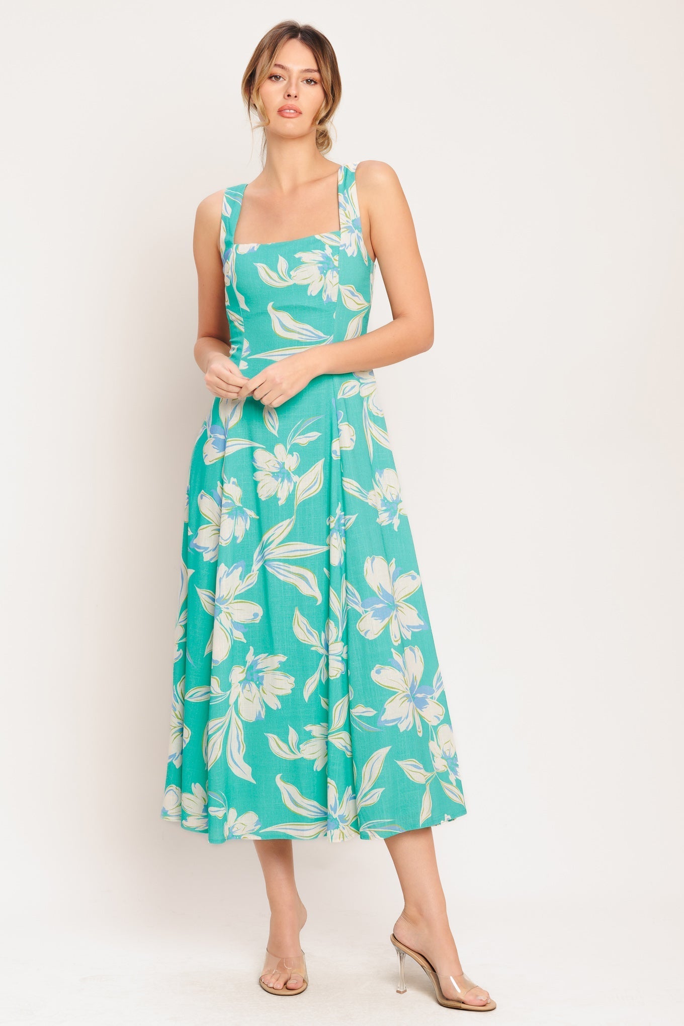 AQUA DAYDREAM WOVEN MIDI DRESS Flying Tomato