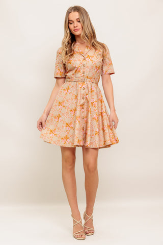 PEACH BLOSSOM WOVEN MINI DRESS - By Baano