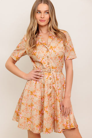 PEACH BLOSSOM WOVEN MINI DRESS - By Baano