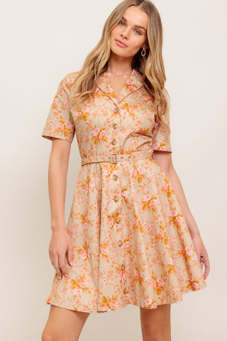 PEACH BLOSSOM WOVEN MINI DRESS - By Baano
