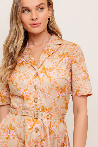 PEACH BLOSSOM WOVEN MINI DRESS - By Baano