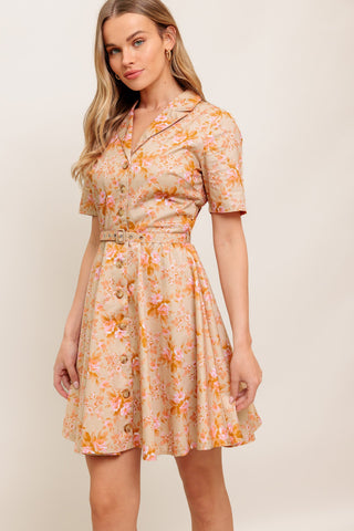 PEACH BLOSSOM WOVEN MINI DRESS - By Baano