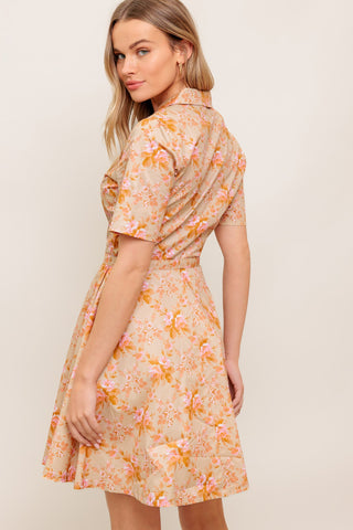 PEACH BLOSSOM WOVEN MINI DRESS - By Baano