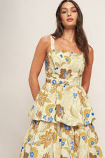 GOLDEN BLOSSOM WOVEN MAXI DRESS - By Baano