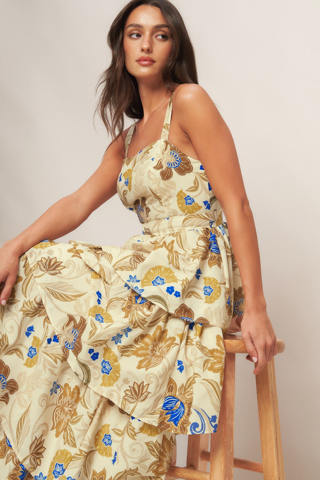 GOLDEN BLOSSOM WOVEN MAXI DRESS - By Baano