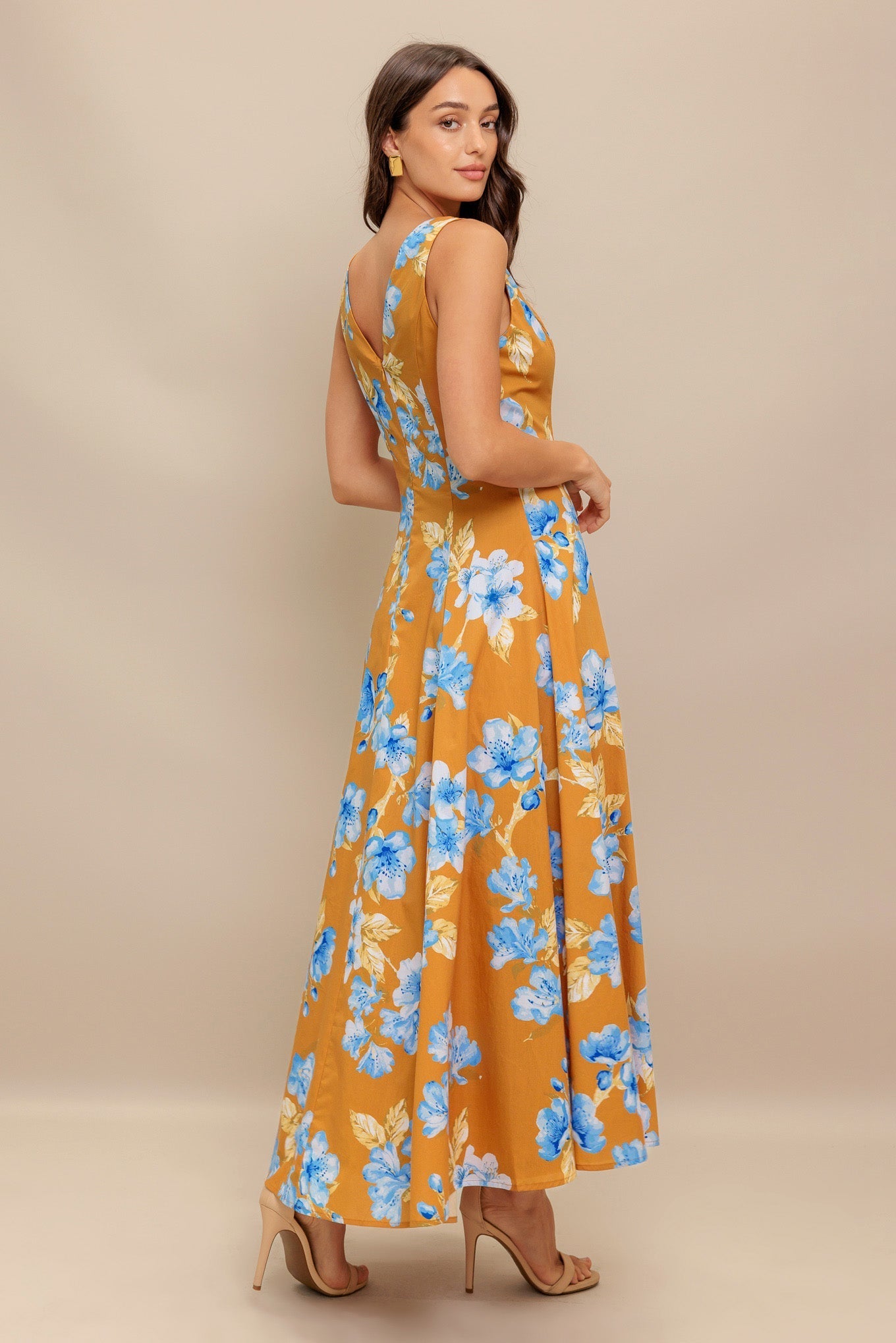 SKYBLOSSOM RUSH WOVEN MIDI DRESS - By Baano