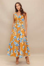 SKYBLOSSOM RUSH WOVEN MIDI DRESS - By Baano