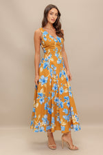 SKYBLOSSOM RUSH WOVEN MIDI DRESS - By Baano