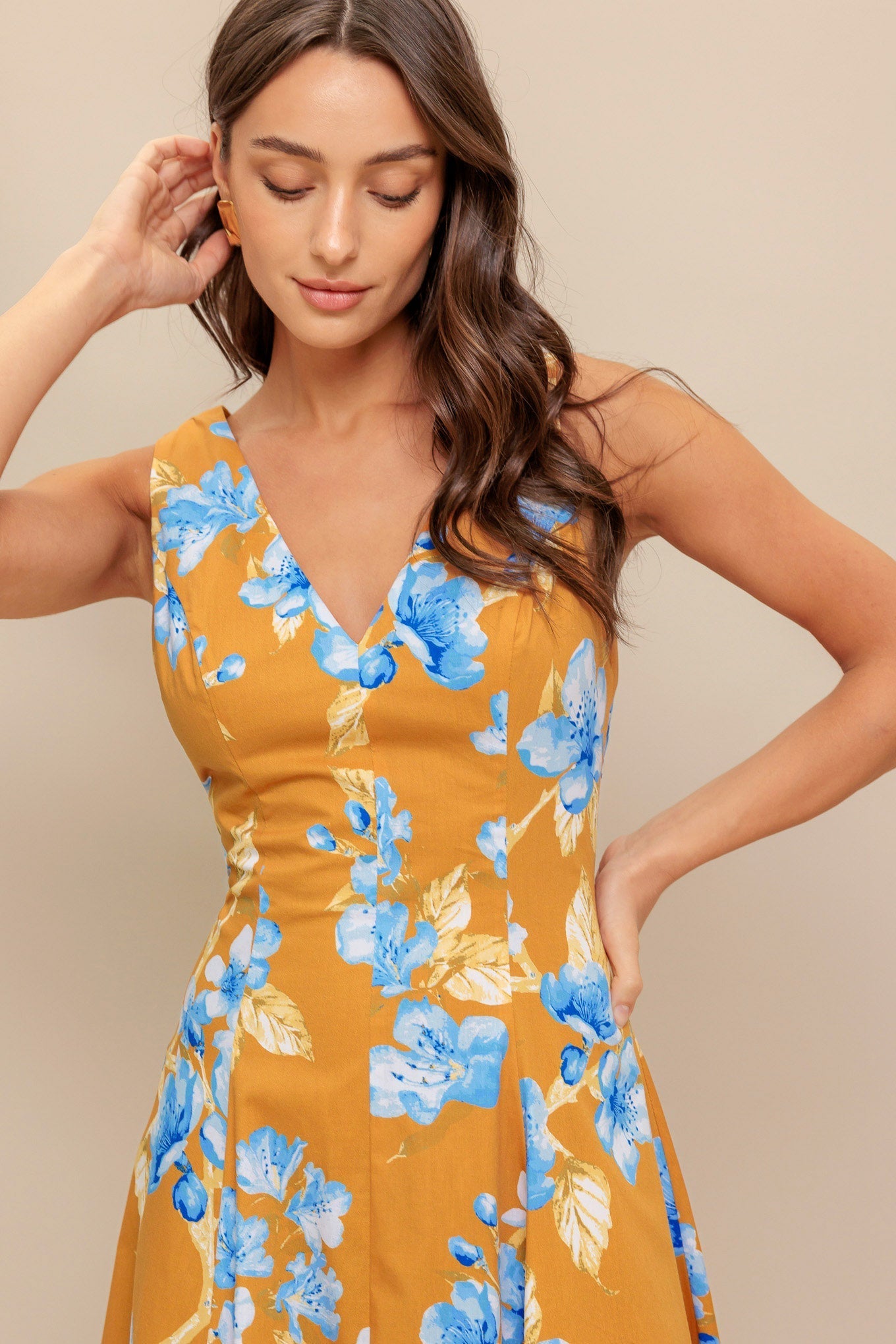 SKYBLOSSOM RUSH WOVEN MIDI DRESS - By Baano