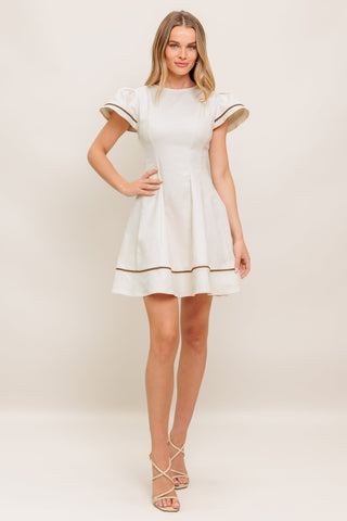 CREAM MILK TEA WOVEN MINI DRESS - By Baano