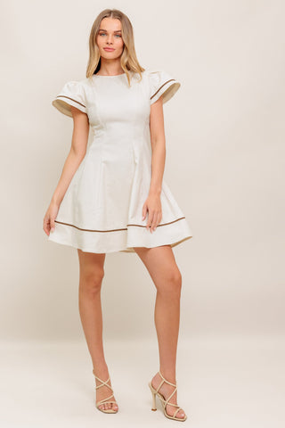 CREAM MILK TEA WOVEN MINI DRESS - By Baano