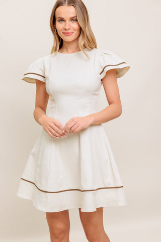 CREAM MILK TEA WOVEN MINI DRESS - By Baano