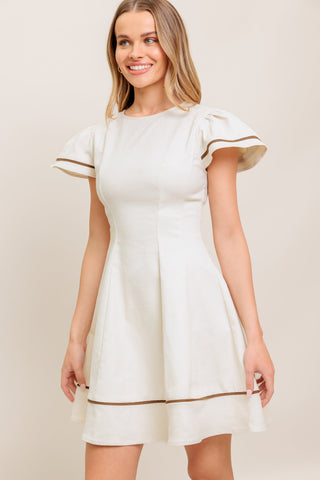 CREAM MILK TEA WOVEN MINI DRESS - By Baano