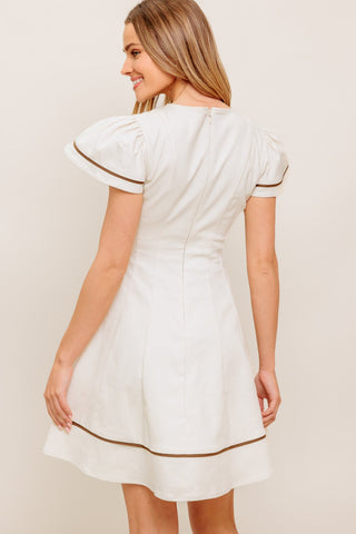 CREAM MILK TEA WOVEN MINI DRESS - By Baano