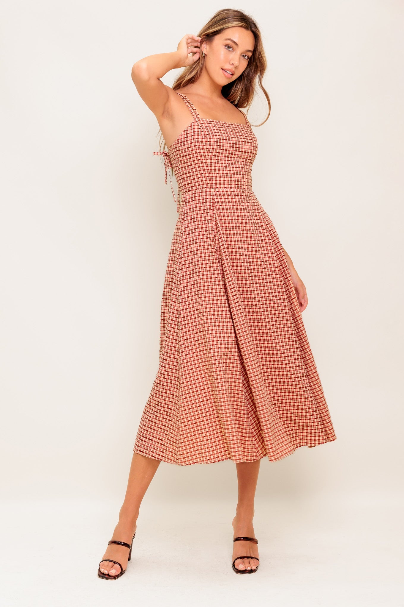 GINGHAM SUMMER WOVEN MIDI DRESS - By Baano