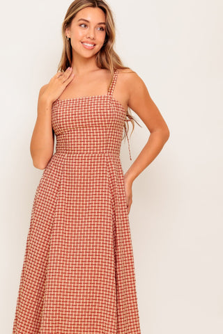 GINGHAM SUMMER WOVEN MIDI DRESS - By Baano