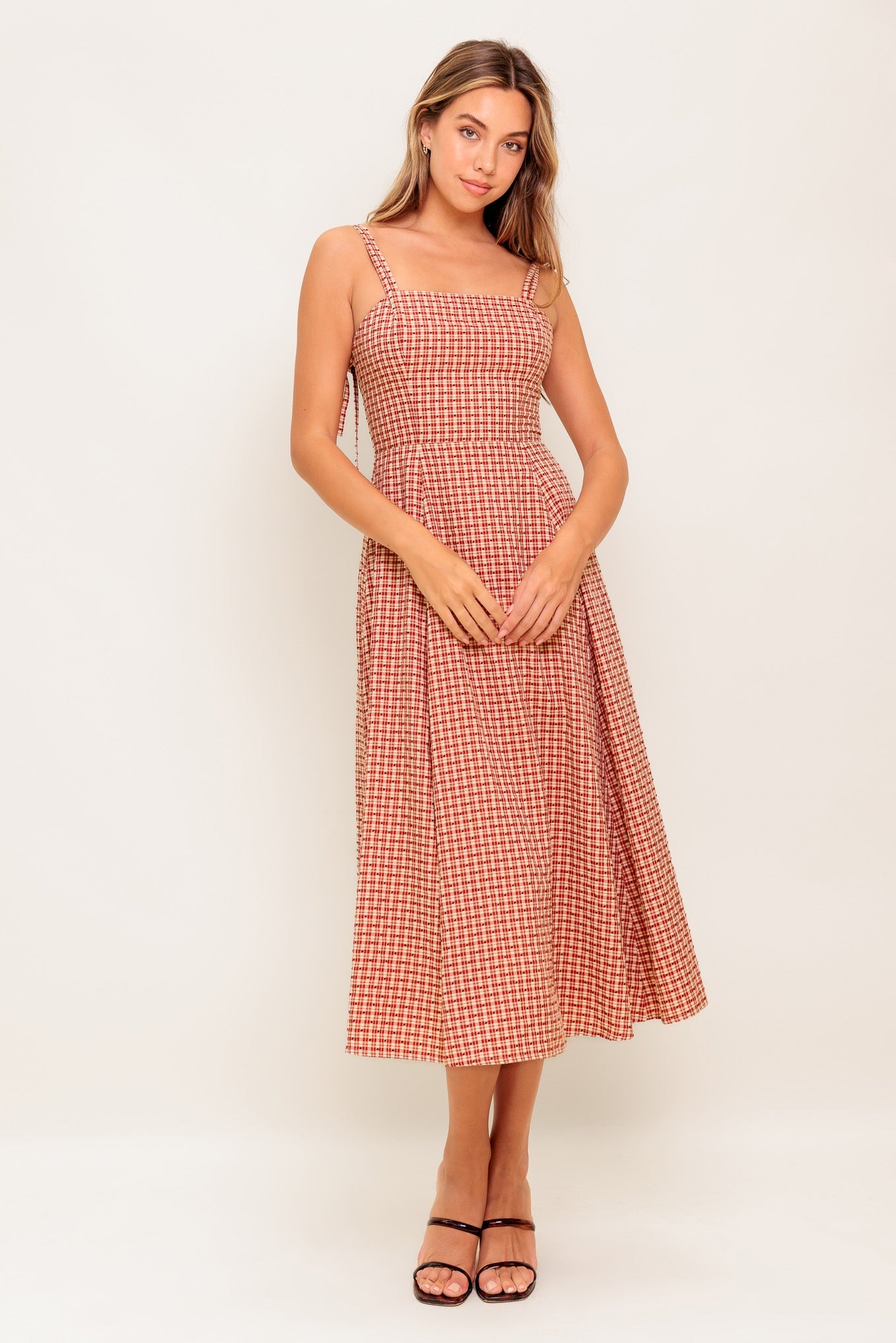 GINGHAM SUMMER WOVEN MIDI DRESS - By Baano