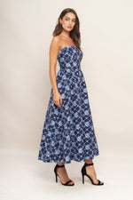 BLUE RENAISSANCE WOVEN MIDI DRESS - By Baano