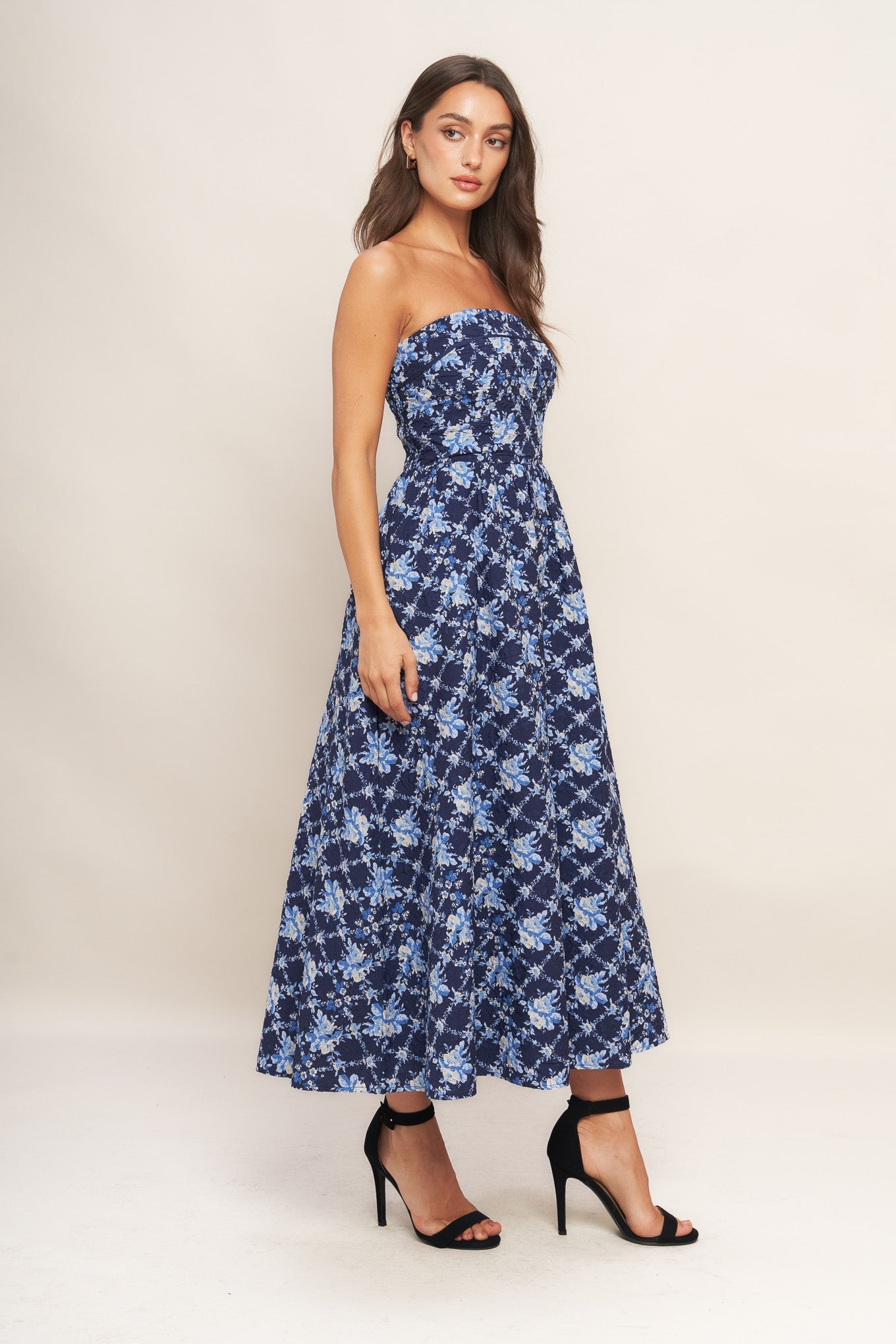 BLUE RENAISSANCE WOVEN MIDI DRESS - By Baano