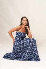 BLUE RENAISSANCE WOVEN MIDI DRESS - By Baano