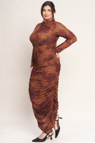 AMBER FLORA POWER MESH MIDI DRESS - By Baano