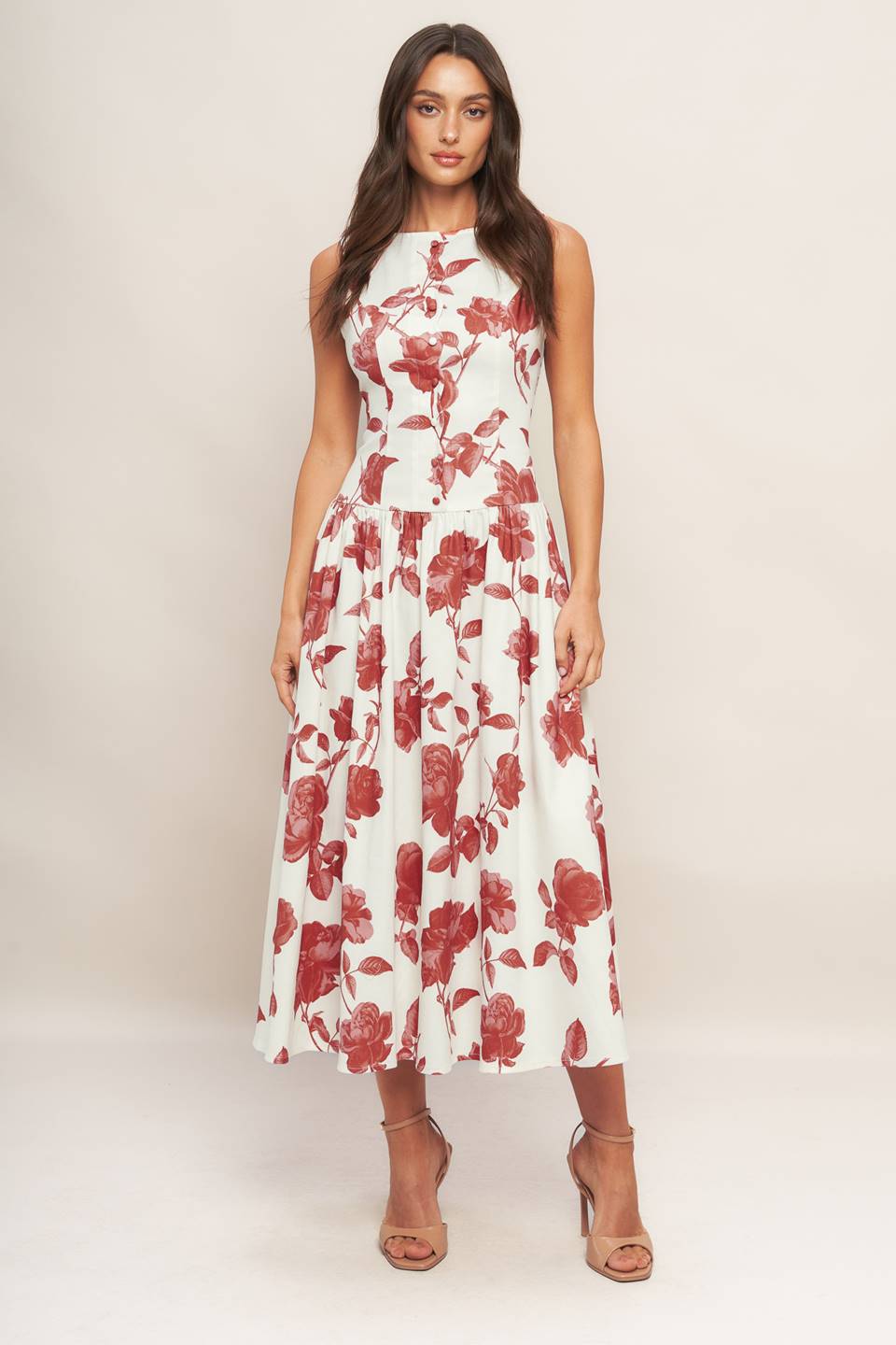ROMA FLORAL WOVEN MIDI DRESS - By Baano