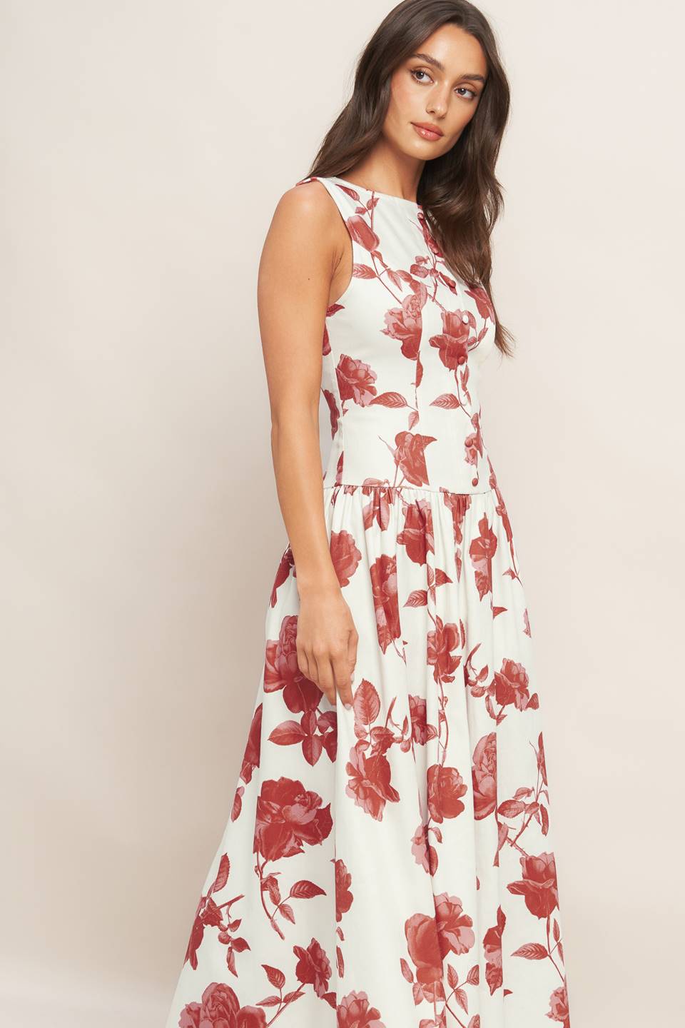 ROMA FLORAL WOVEN MIDI DRESS - By Baano