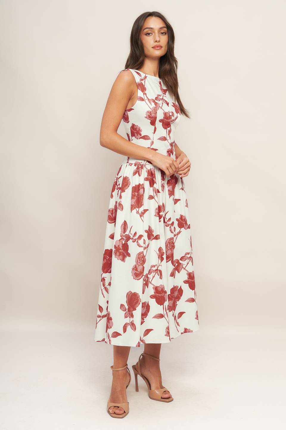 ROMA FLORAL WOVEN MIDI DRESS - By Baano