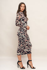 MUTED ROMANCE POWER MESH MIDI DRESS - By Baano