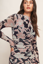 MUTED ROMANCE POWER MESH MIDI DRESS - By Baano