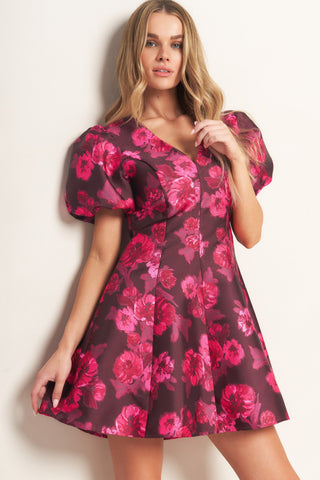 BLOOM RHAPSODY WOVEN MINI DRESS - By Baano