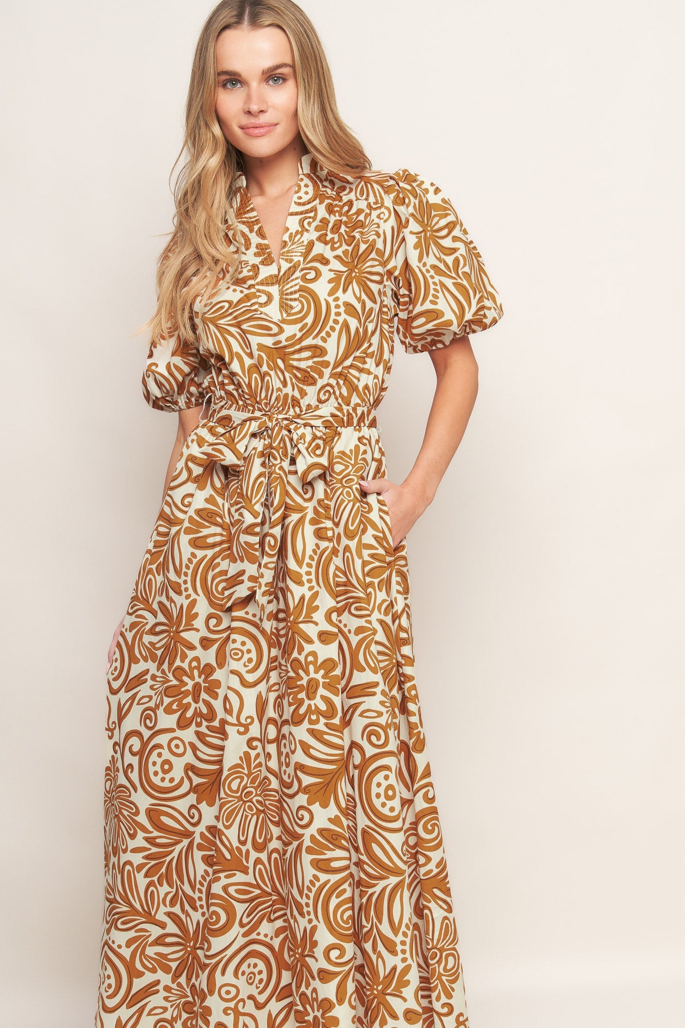 CINNAMON GARDEN WOVEN MIDI DRESS - By Baano