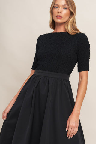 EVENING GRACE BLACK WOVEN MIDI DRESS - By Baano