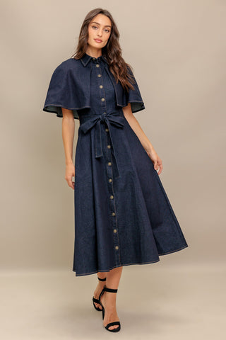 NOSTALGIA COAST DENIM MIDI DRESS - By Baano
