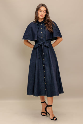 NOSTALGIA COAST DENIM MIDI DRESS - By Baano