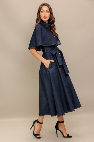 NOSTALGIA COAST DENIM MIDI DRESS - By Baano