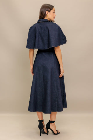 NOSTALGIA COAST DENIM MIDI DRESS - By Baano
