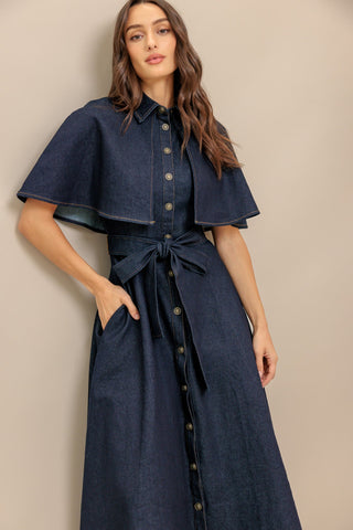 NOSTALGIA COAST DENIM MIDI DRESS - By Baano