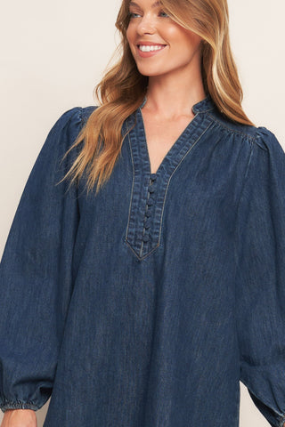 CANYON BREEZE DENIM MINI DRESS - By Baano