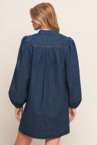 CANYON BREEZE DENIM MINI DRESS - By Baano