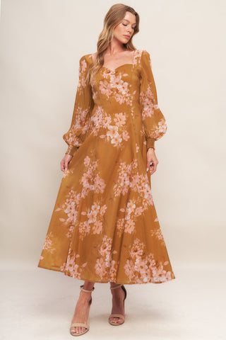 GOLDEN BLOSSOM WOVEN ANKLE DRESS - By Baano