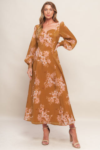 GOLDEN BLOSSOM WOVEN ANKLE DRESS - By Baano