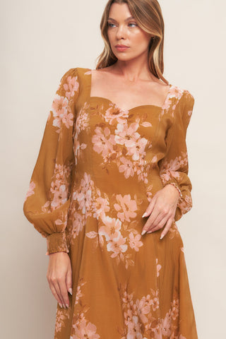 GOLDEN BLOSSOM WOVEN ANKLE DRESS - By Baano